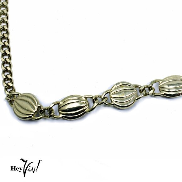 Vintage Statement Set Gold and Red Necklace and Pierced Earrings - Hey Viv - Picture 4 of 5